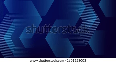 Dark blue background with hexagon geometric lines pattern. Abstract shiny hexagon lines. Futuristic technology concept