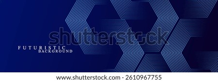 Dark blue background with hexagon geometric lines pattern. Abstract shiny hexagon lines. Futuristic technology concept