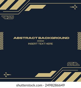 Dark Blue Background  with Light Beige Flat Styled Futuristic Industrial Lines Frame Template