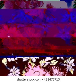 Dark blue background with light effects in style glitch- art. Vector illustration.