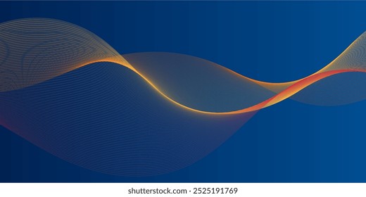 A dark blue background with light gold and reddish-orange wavy lines.