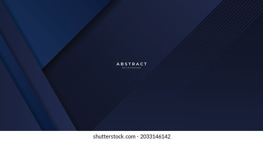 Dark blue background with light lines stripes overlap on dark geometric background for presentation design. Modern corporate concept banner poster background vector