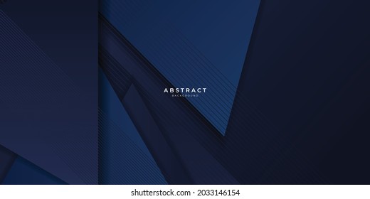 Dark blue background with light lines stripes overlap on dark geometric background for presentation design. Modern corporate concept banner poster background vector