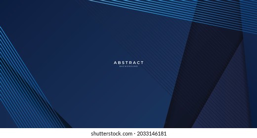 Dark blue background with light lines stripes overlap on dark geometric background for presentation design. Modern corporate concept banner poster background vector