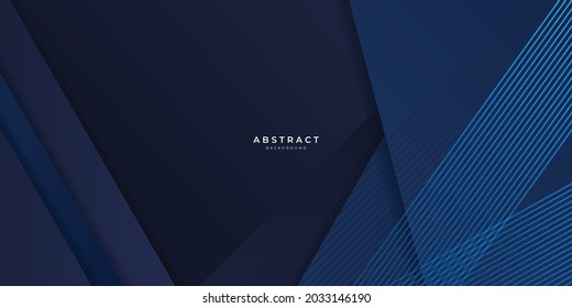 Dark blue background with light lines stripes overlap on dark geometric background for presentation design. Modern corporate concept banner poster background vector