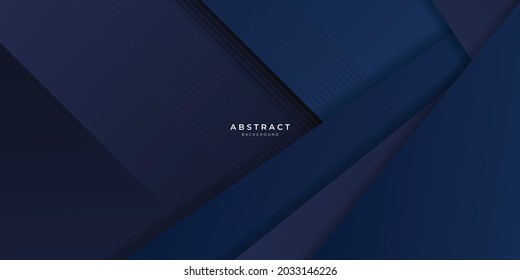 Dark blue background with light lines stripes overlap on dark geometric background for presentation design. Modern corporate concept banner poster background vector