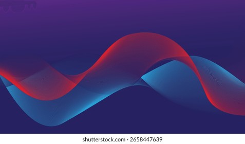 Plano de fundo azul escuro com linhas de gradiente azul claro e vermelho