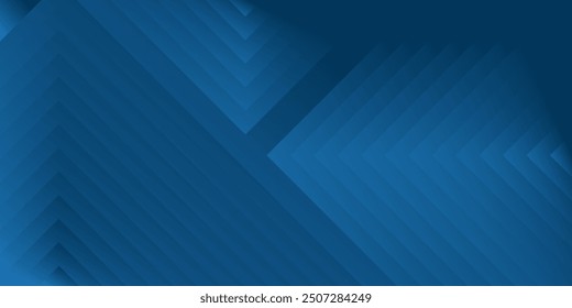 a dark blue background with lighter blue geometric shapes. The design is clean and minimalist, with a focus on lines and angles.