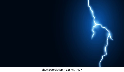 Dark blue background with lightning, with a flash of electricity, energy. Backdrop for postcards and banners, social media, billboards, posters, websites and covers, vector illustration for design