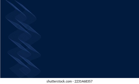 Dark blue background with blue line spiral shape vector illustration, tape line wave