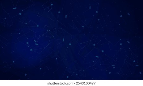 Dark blue background with lines and rectangles