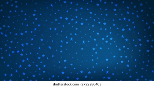 Un fondo azul oscuro con muchas estrellas Pequeñas brillando intensamente en el cielo nocturno, creando una sensación de calma y serenidad. Las estrellas están dispersas por la Imagen, dando una sensación de profundidad y vastedad a la escena.