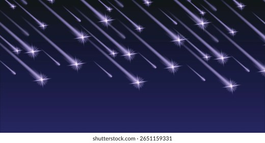 Fondo azul oscuro con diseño de lluvia de meteoritos
