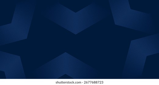Dark blue background. Modern abstract striped presentation background. Luxury paper cut background. Abstract decoration, halftone gradient, 3D vector illustration.