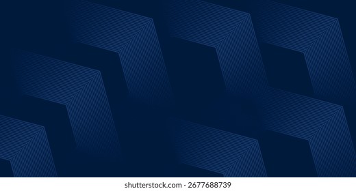 Fondo azul oscuro. Fondo de presentación a rayas abstracto moderno. Fondo de corte de papel de lujo. Decoración Abstractas, gradiente de semitono, Ilustración vectorial 3D.