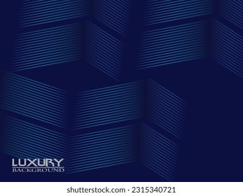 Dark blue background. Modern curved lines abstract presentation background. Luxury paper cut background. Abstract decoration, golden pattern, halftone gradient, 3d vector illustration.
