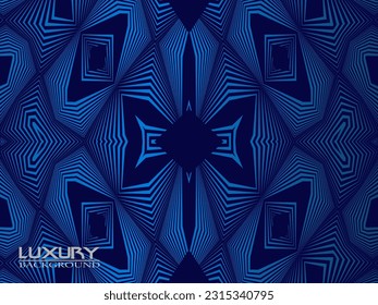 Dunkelblauer Hintergrund. Moderne gebogene Linien abstrakter Präsentationshintergrund. Luxus-Papier-Schnitthintergrund. Abstrakte Dekoration, goldenes Muster, Halbtonverlauf, 3D-Vektorgrafik.