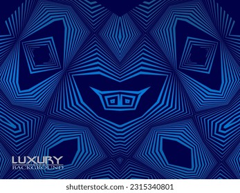 Fondo azul oscuro. Fondo de presentación abstracto de líneas curvas modernas. El fondo del papel de lujo cortado. Decoración abstracta, patrón dorado, gradiente de medio tono, ilustración vectorial 3d.
