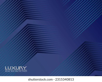 Fondo azul oscuro. Fondo de presentación abstracto de líneas curvas modernas. El fondo del papel de lujo cortado. Decoración abstracta, patrón dorado, gradiente de medio tono, ilustración vectorial 3d.
