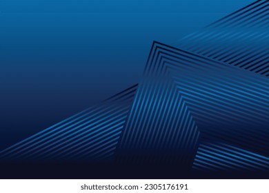 Fondo azul oscuro. Fondo de presentación abstracto de rayas de línea modernas. El fondo del papel de lujo cortado. Decoración abstracta, patrón dorado, gradientes de medio tono, ilustración 3d Vector. Pasos 10