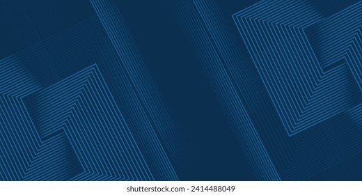 Dark blue background. Modern line stripes curve abstract presentation background. Luxury paper cut background.