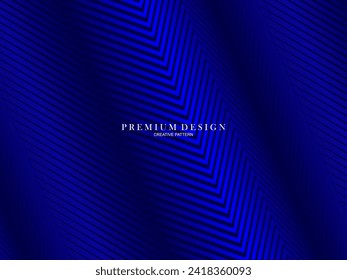 Fondo azul oscuro. Fondo de presentación abstracto de curva de línea moderna. El fondo del papel de lujo cortado. Decoración abstracta, patrón dorado, gradiente de medio tono.