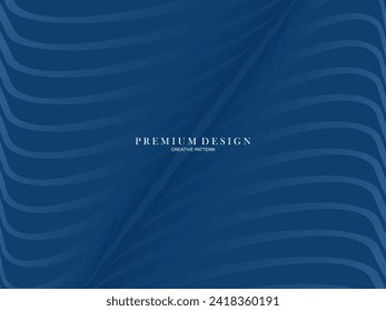 Fondo azul oscuro. Fondo de presentación abstracto de curva de línea moderna. El fondo del papel de lujo cortado. Decoración abstracta, patrón dorado, gradiente de medio tono.