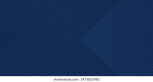Dark blue background. Modern line stripes curve abstract presentation background