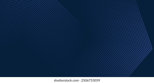 Dark blue background. Modern line stripes curve abstract presentation background. Luxury paper cut background.