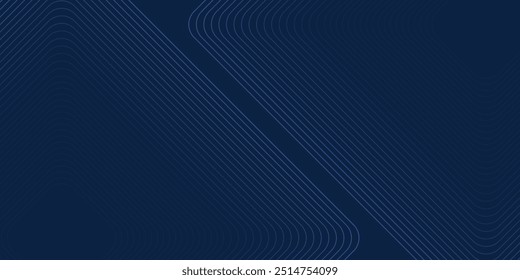 Fundo azul escuro. Plano de fundo de apresentação abstrata de faixas de linha modernas. Fundo de corte de papel de luxo simples moderno