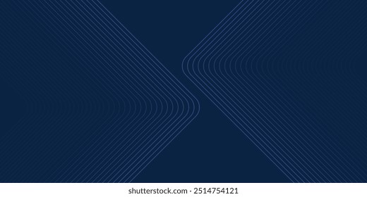 Dark blue background. Modern line stripes curve abstract presentation background. Luxury paper cut background modern simple