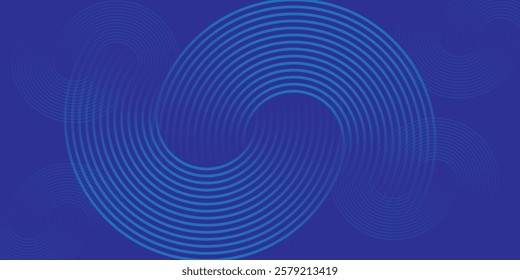 Dark blue background. Modern line stripes curve abstract presentation background.