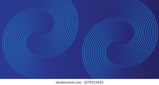 Dark blue background. Modern line stripes curve abstract presentation background.