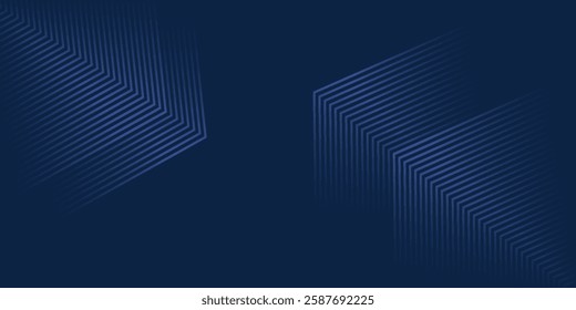 Dark blue background. Modern line stripes curve abstract presentation background. Luxury paper cut background.