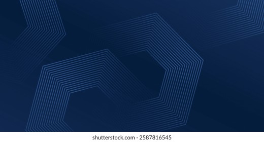 Dark blue background. Modern line stripes curve abstract presentation background. Luxury paper cut background. Abstract decoration, golden pattern, halftone gradients, 3d Vector illustration