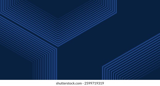Dark blue background. Modern line stripes curve abstract presentation background. Luxury paper cut background.