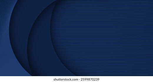 Dark blue background. Modern line stripes curve abstract presentation background. Luxury paper cut background. Abstract decoration, golden pattern, halftone gradients, 3d Vector illustration