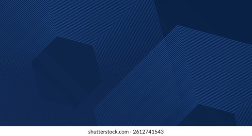 Dark blue background. Modern line stripes curve abstract presentation background. Luxury paper cut background. Abstract decoration simple
