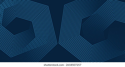 Dark blue background. Modern line stripes curve abstract presentation background. Luxury paper cut background. Abstract decoration, golden pattern, halftone gradients, 3d vector eps10