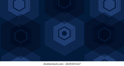 Fundo azul escuro. Plano de fundo de apresentação abstrata de faixas de linha modernas. Fundo de corte de papel de luxo. Decoração abstrata, padrão dourado, gradientes de meio-tom, vetor 3d 