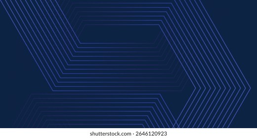 Dark blue background. Modern line stripes curve abstract presentation background. 
