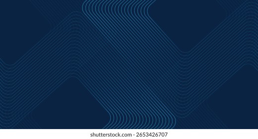 Dark blue background. Modern line stripes curve abstract presentation background. Luxury paper cut background. Abstract decoration, golden pattern. modern