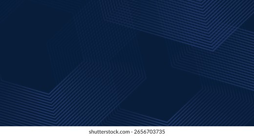 Fondo azul oscuro. Fondo de presentación abstracto de curva de rayas de línea moderna. Fondo de corte de papel de lujo. Decoración Abstractas, patrón de oro, Gradientes de semitono, Ilustración vectorial 3D