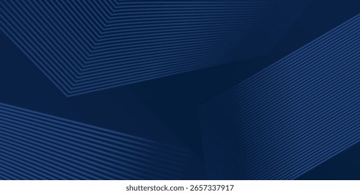 Fondo azul oscuro. Fondo de presentación abstracto de curva de rayas de línea moderna. Fondo de corte de papel de lujo. Decoración Abstractas, patrón de oro, Gradientes de semitono, Ilustración vectorial 3D