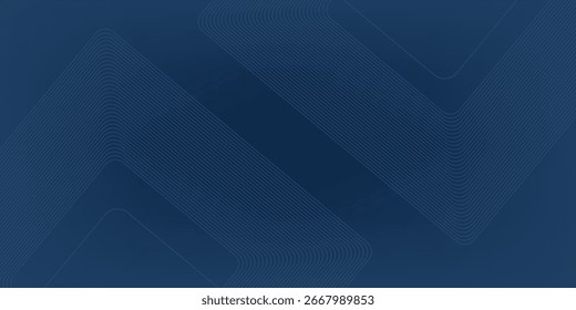 Fundo azul escuro. Plano de fundo de apresentação abstrata de faixas de linha modernas. Fundo de corte de papel de luxo. Decoração abstrata, padrão dourado,