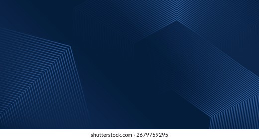 Fondo azul oscuro. Fondo de presentación abstracto de curva de rayas de línea moderna. Fondo de corte de papel de lujo. Decoración Abstractas, Ilustración vectorial 3D.