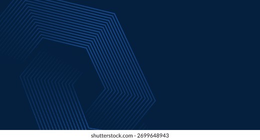 Fundo azul escuro. Plano de fundo de apresentação abstrata de faixas de linha modernas. Fundo de corte de papel de luxo. 