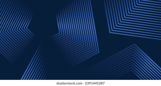 Dark blue background. Modern lines curves abstract presentation background. Luxury paper cut background