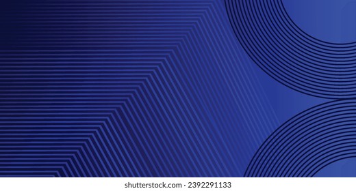 Fondo azul oscuro. Las líneas modernas curvan el fondo abstracto de la presentación. El fondo del papel de lujo cortado. Decoración abstracta, patrón oro, gradiente de semitono, ilustración vectorial 3d línea azul moderna 