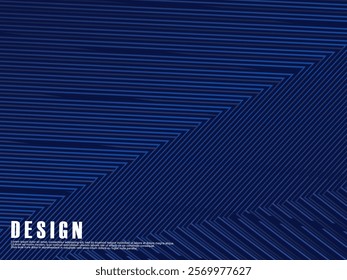 Dark blue background. Modern lines abstract presentation background. Luxury paper cut background. Abstract decoration, gold pattern, halftone gradient, 3d vector illustration.